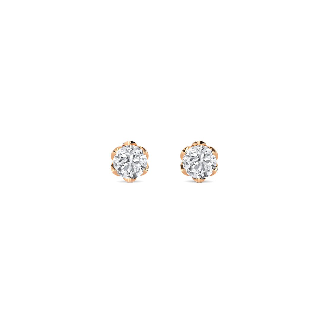 Round Six Petal Solitaire Lab Grown Diamond Stud Earrings