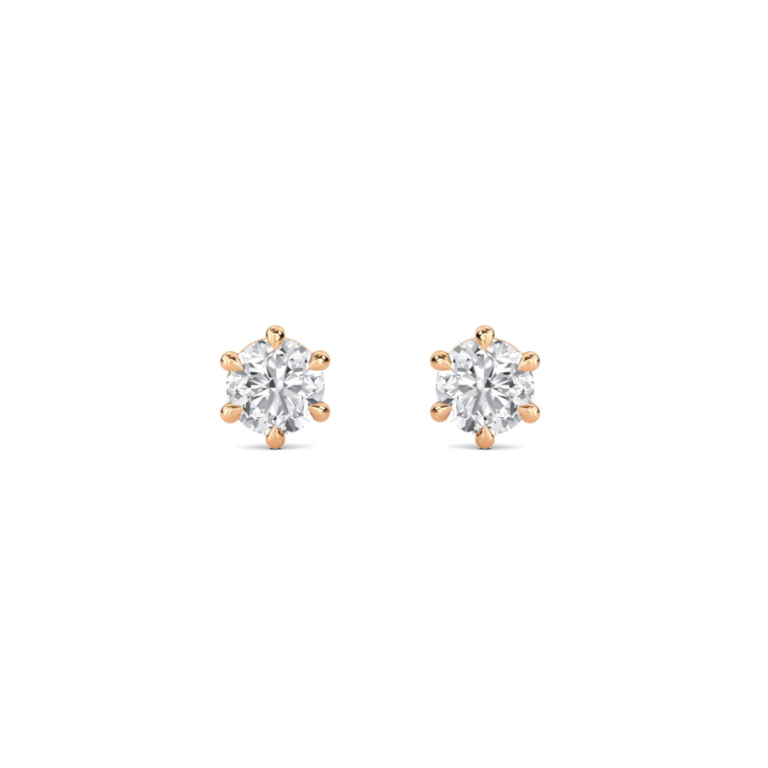 Round Six Prong Petite Solitaire Lab Grown Diamond Stud Earrings