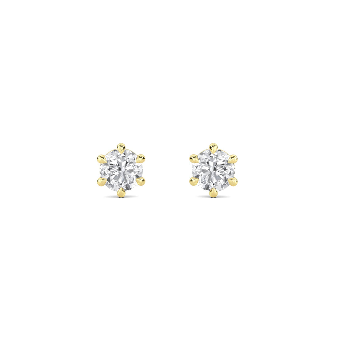 Round Six Prong Petite Solitaire Lab Grown Diamond Stud Earrings - image 1