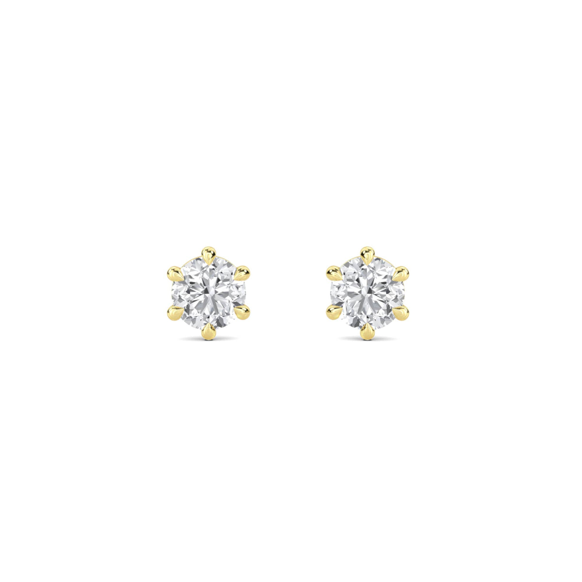 Round Six Prong Petite Solitaire Lab Grown Diamond Stud Earrings - image 1