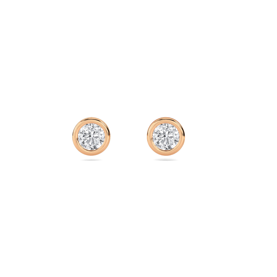 Round Bezel Solitaire Lab Grown Diamond Stud Earrings