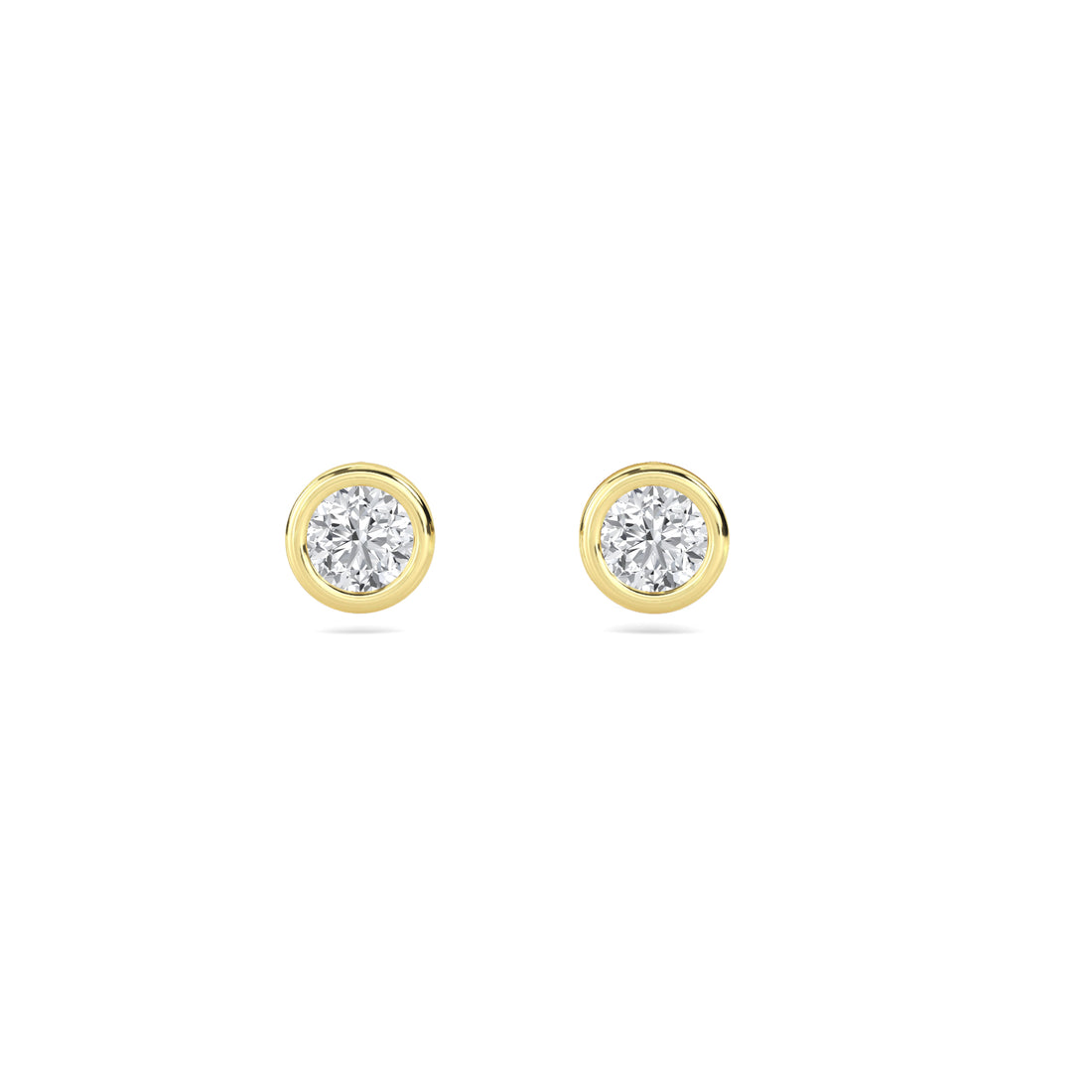 Round Bezel Solitaire Lab Grown Diamond Stud Earrings - image 1