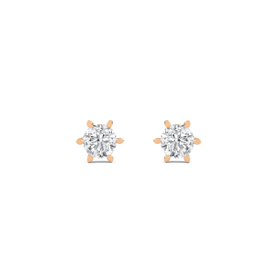 Round Eight Prong Crown Stud Earrings