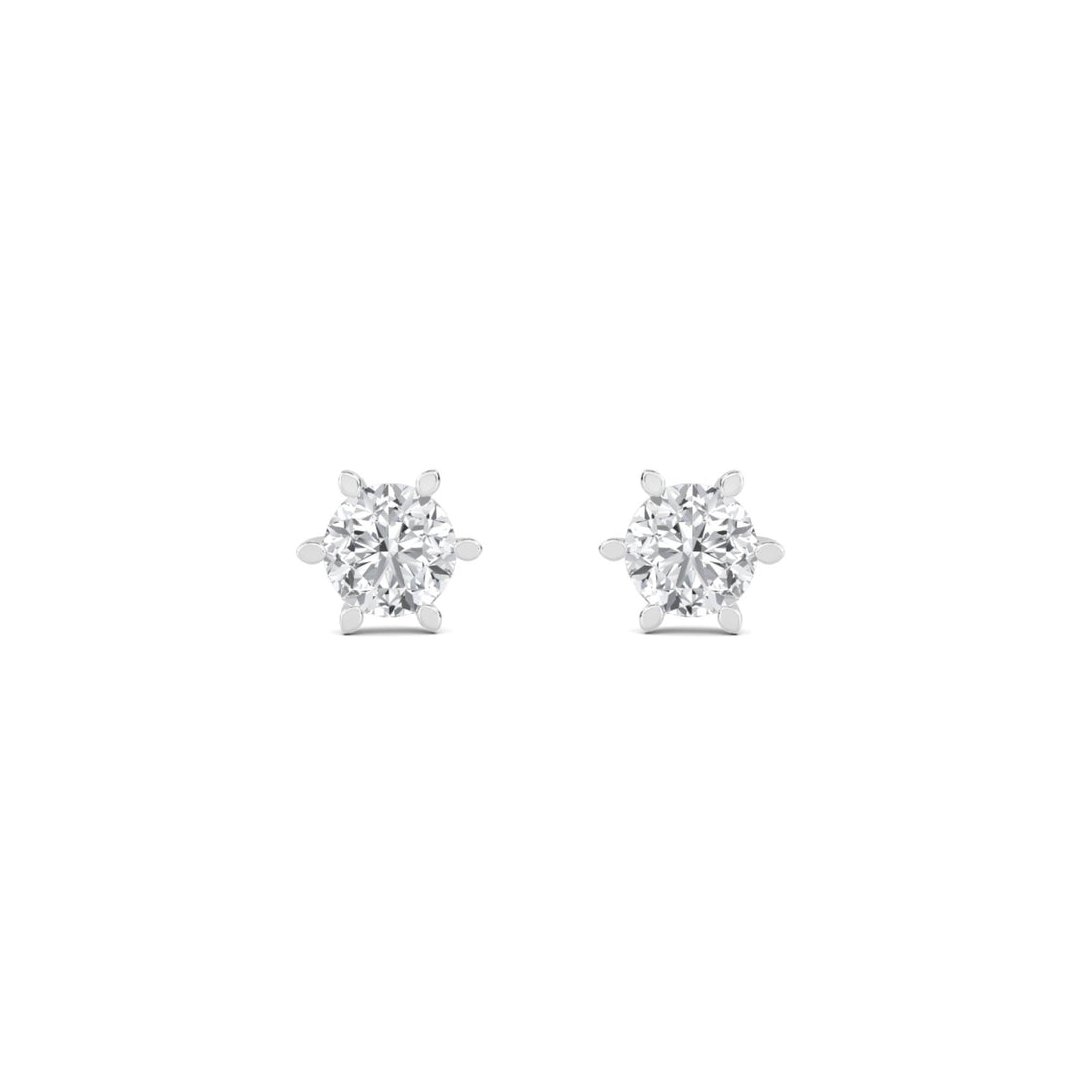 Round Eight Prong Crown Stud Earrings (Silver) - image 1