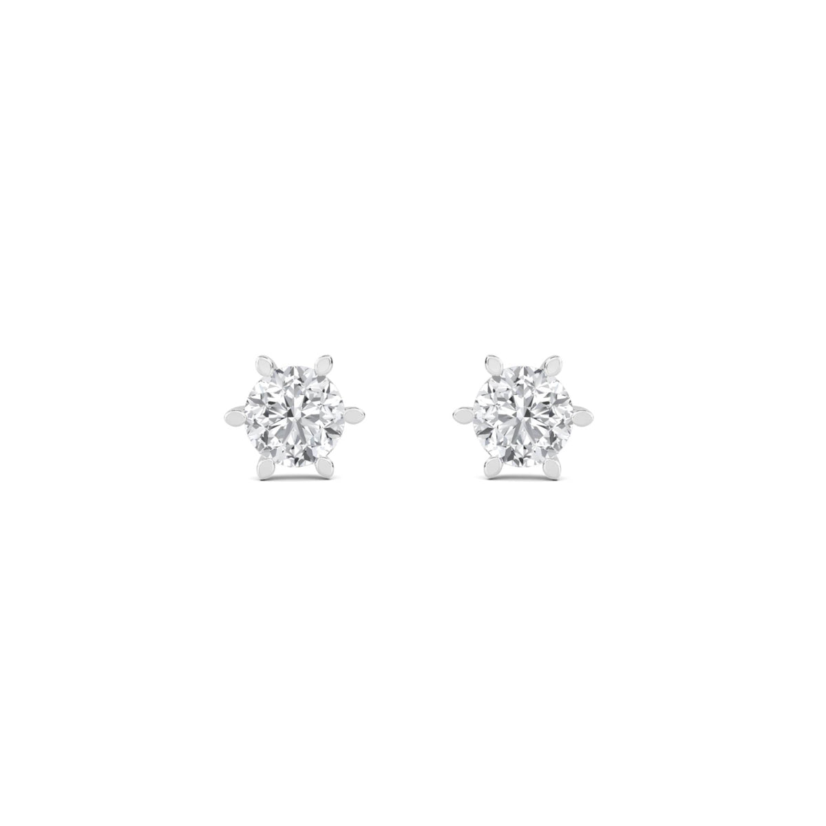 Round Eight Prong Crown Stud Earrings (Silver) - image 1