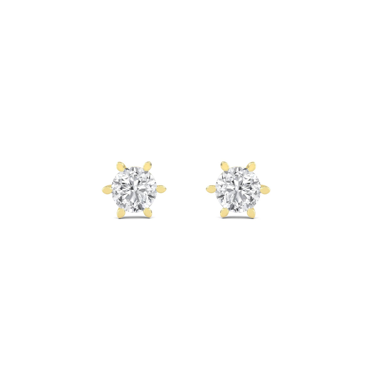 Round Eight Prong Crown Stud Earrings - image 1