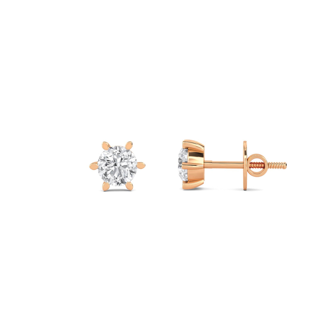 Round Eight Prong Crown Stud Earrings