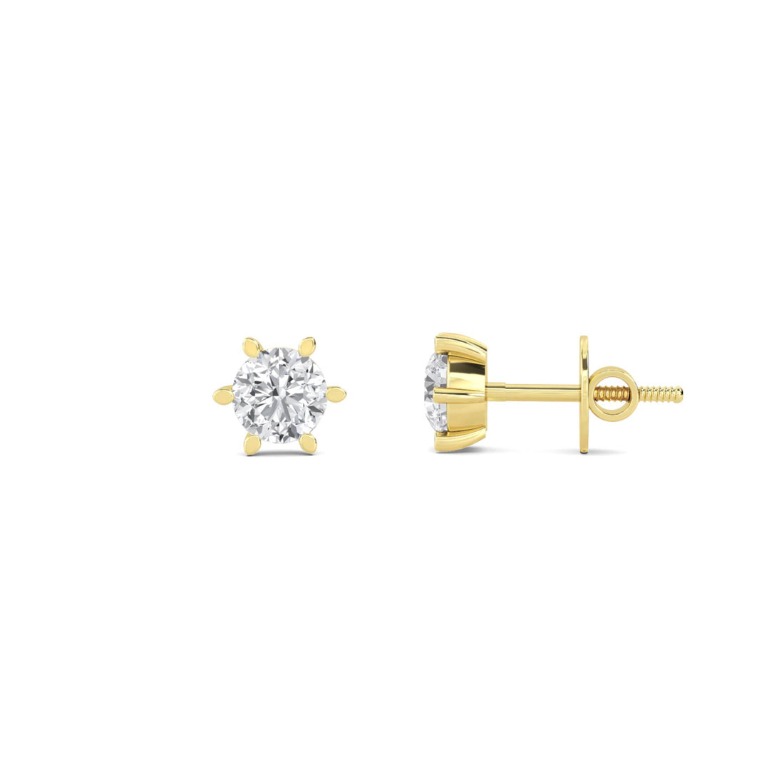 Round Eight Prong Crown Stud Earrings