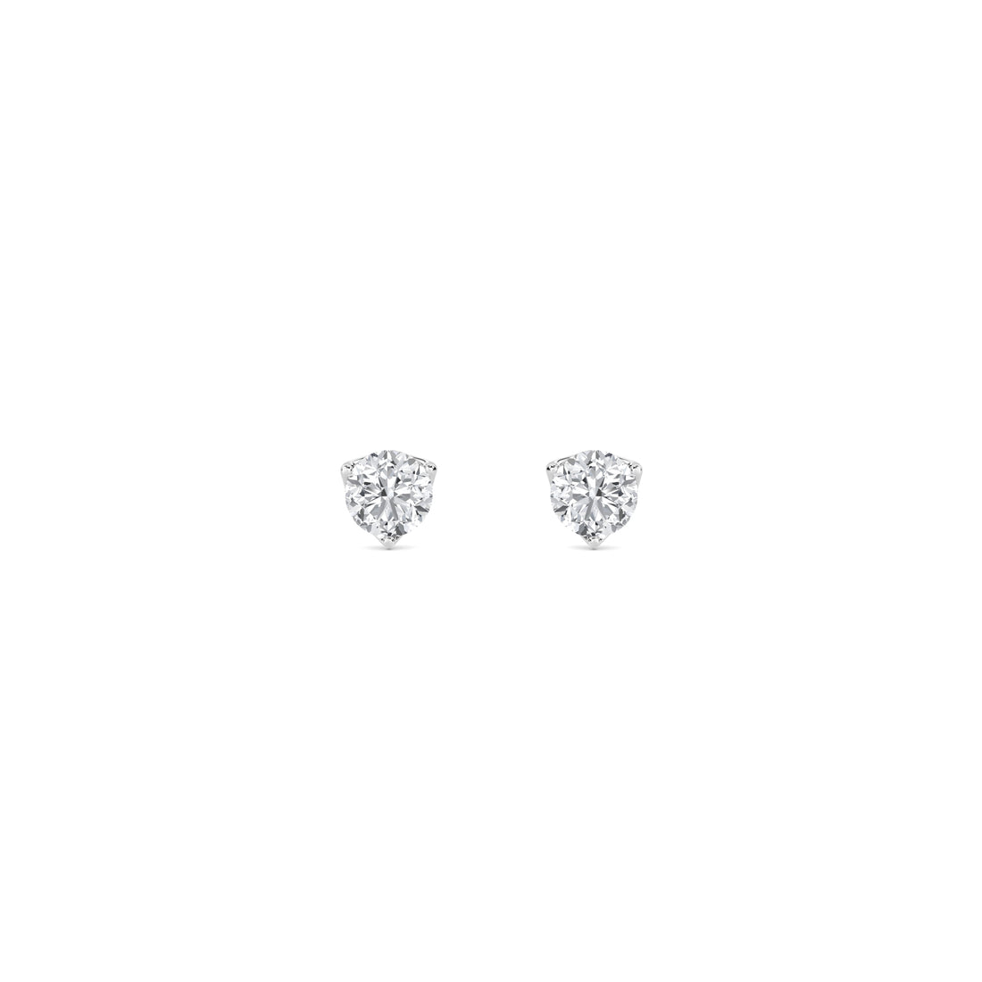 Trillion Cut Solitaire Lab Grown Diamond Stud Earrings (Silver) - image 1