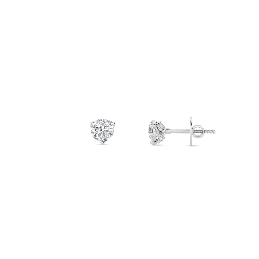 Trillion Cut Solitaire Lab Grown Diamond Stud Earrings (Silver)