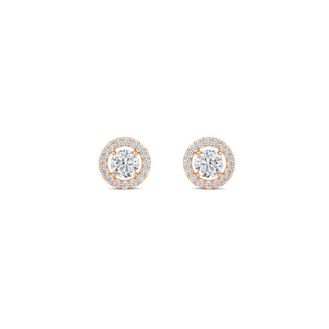 Round Floating Halo Lab Grown Diamond Stud Earrings