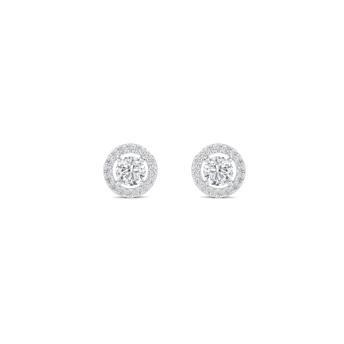 Round Floating Halo Lab Grown Diamond Stud Earrings (Silver) - image 1