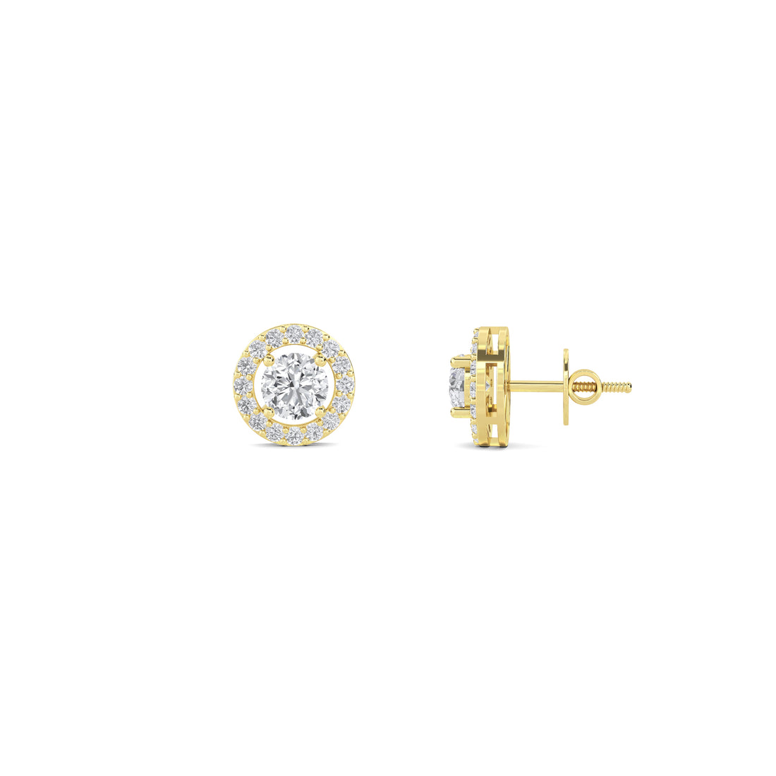 Round Floating Halo Lab Grown Diamond Stud Earrings