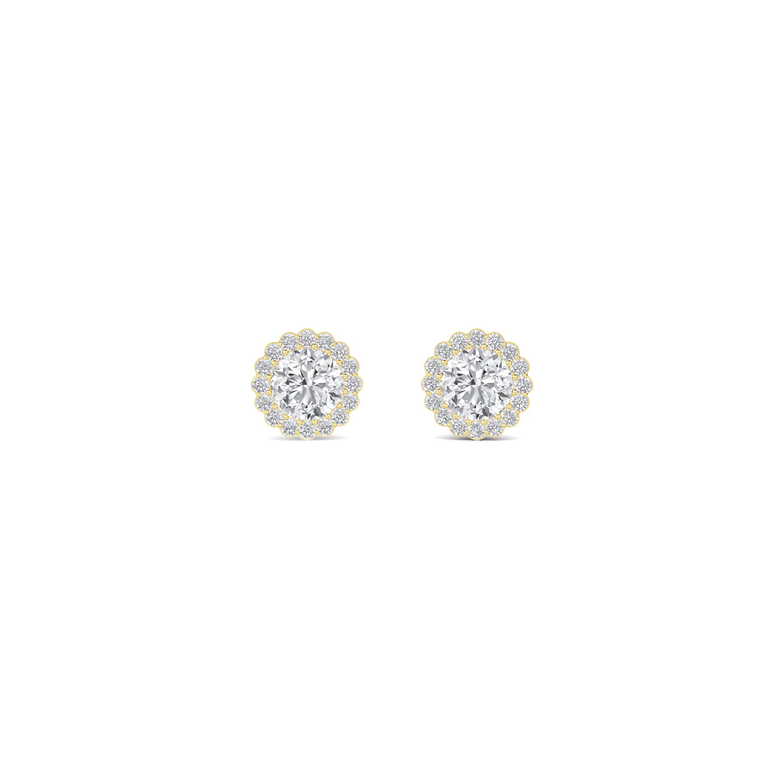 Round Scalloped Flower Halo Lab Grown Diamond Stud Earrings - image 1