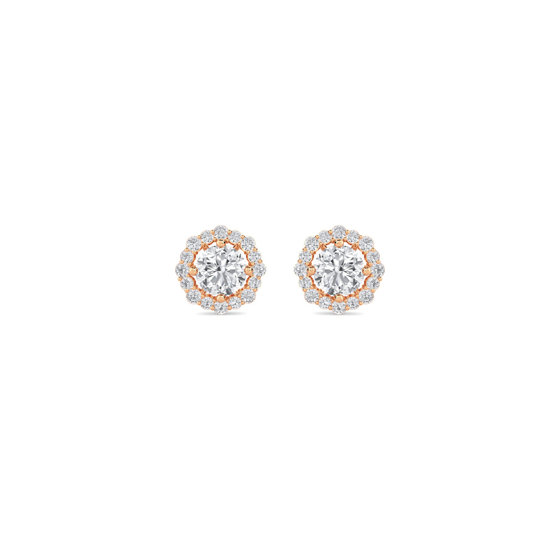 Round Pave Cluster Halo Lab Grown Diamond Stud Earrings
