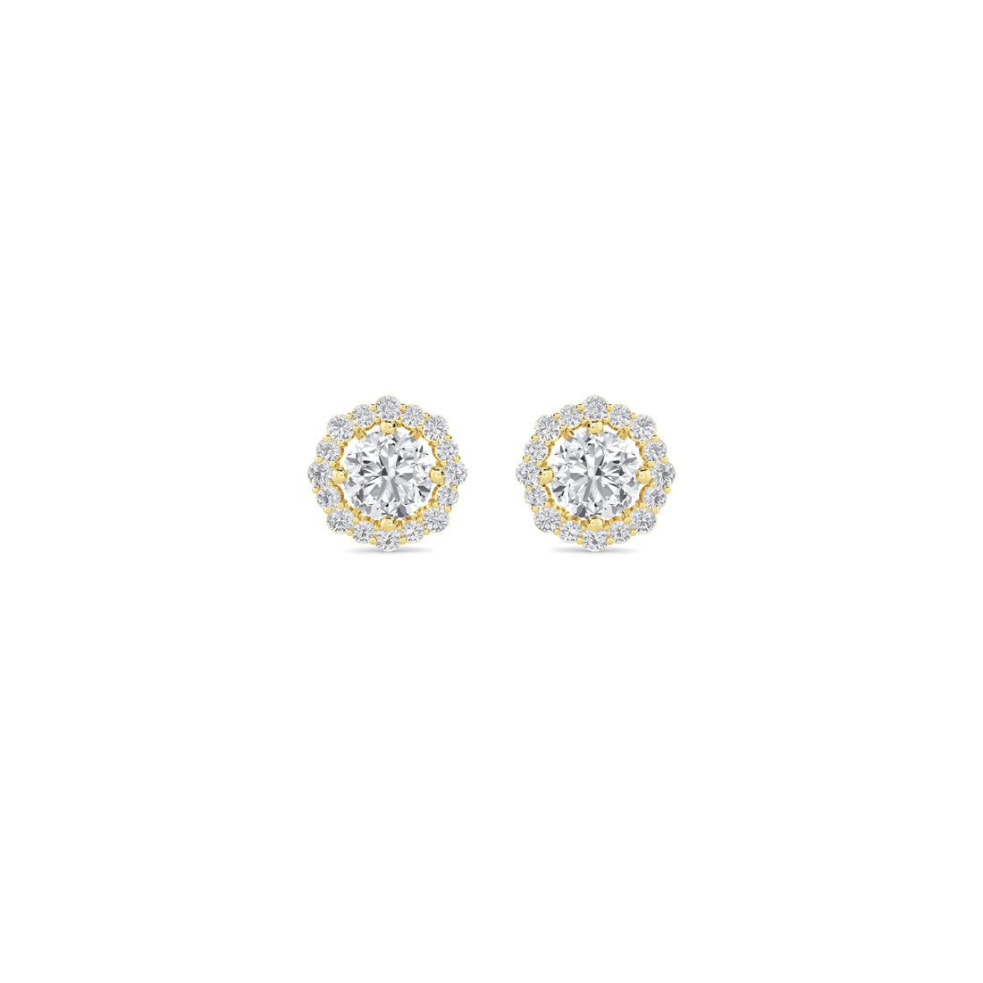 Round Pave Cluster Halo Lab Grown Diamond Stud Earrings - image 1