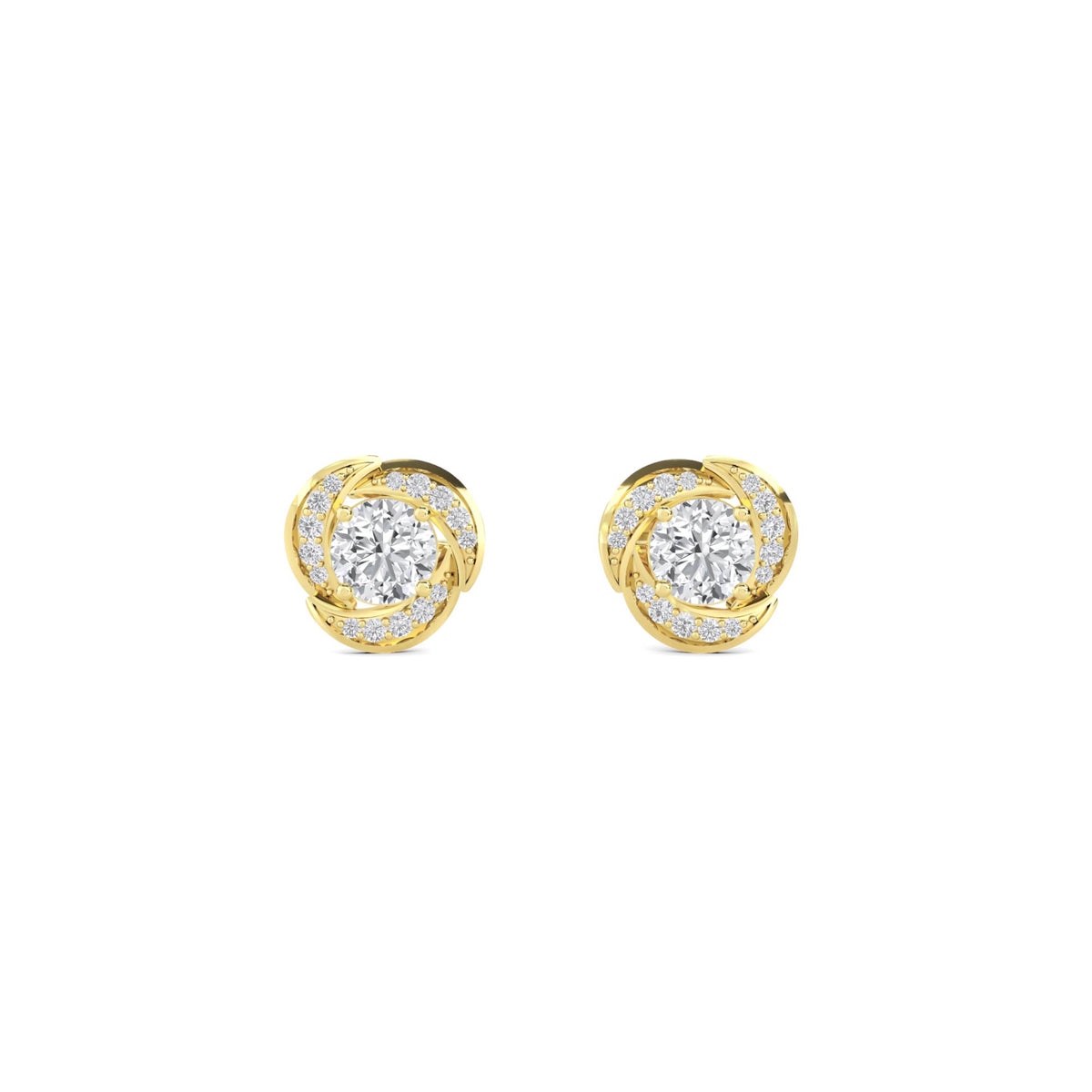 Round Diamond Swirl Cluster Stud Earrings - image 1