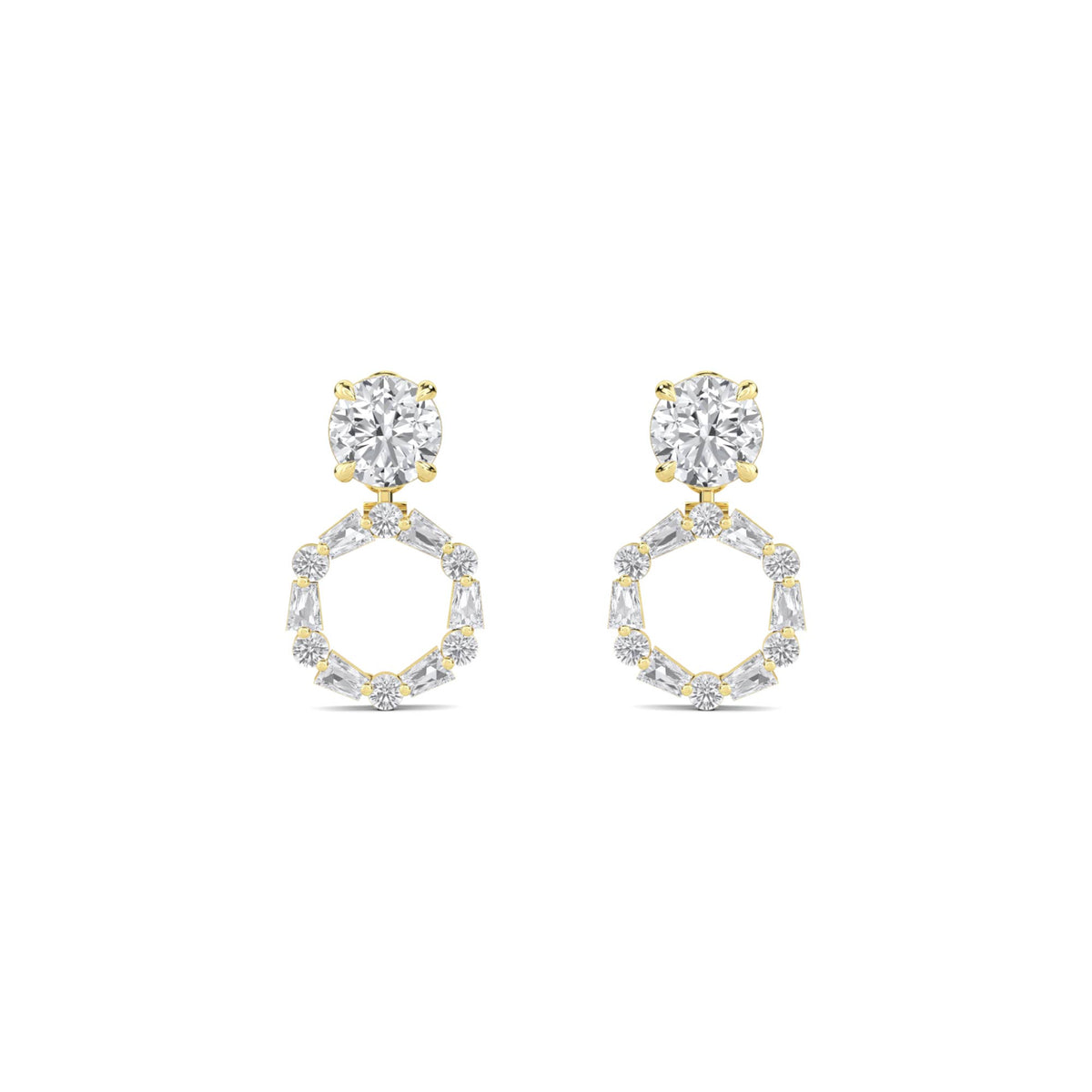 Round Diamond Open Circle Drop Earrings - image 1
