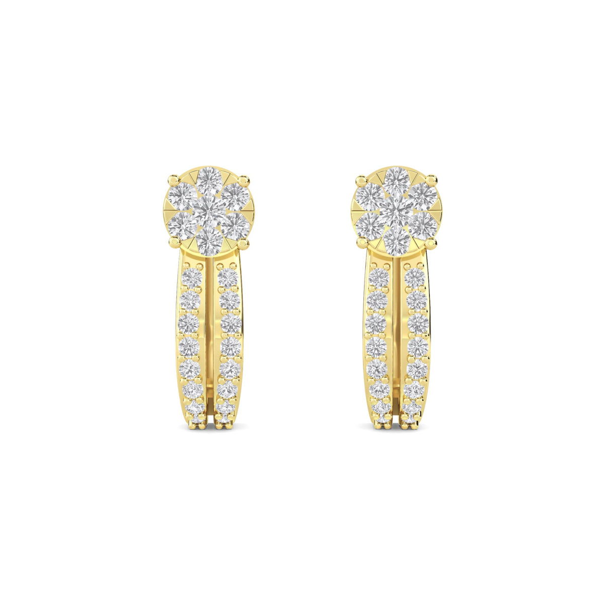 Round Cluster Pave Huggie Hoop Earrings - image 1