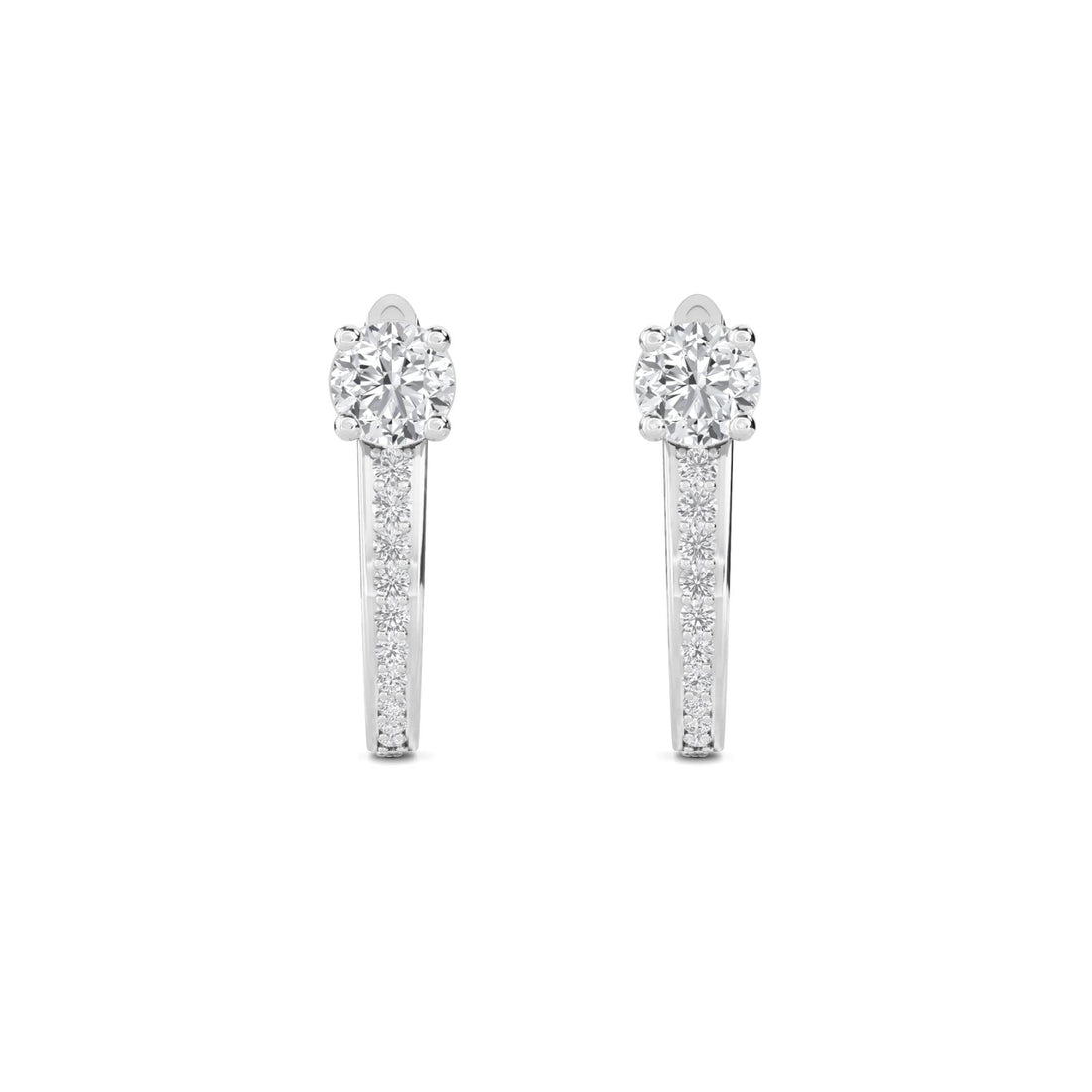 Round Solitaire Pave Bar Drop Earrings (Silver) - image 1