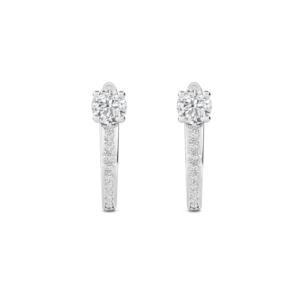 Round Solitaire Pave Bar Drop Earrings (Silver) - image 1