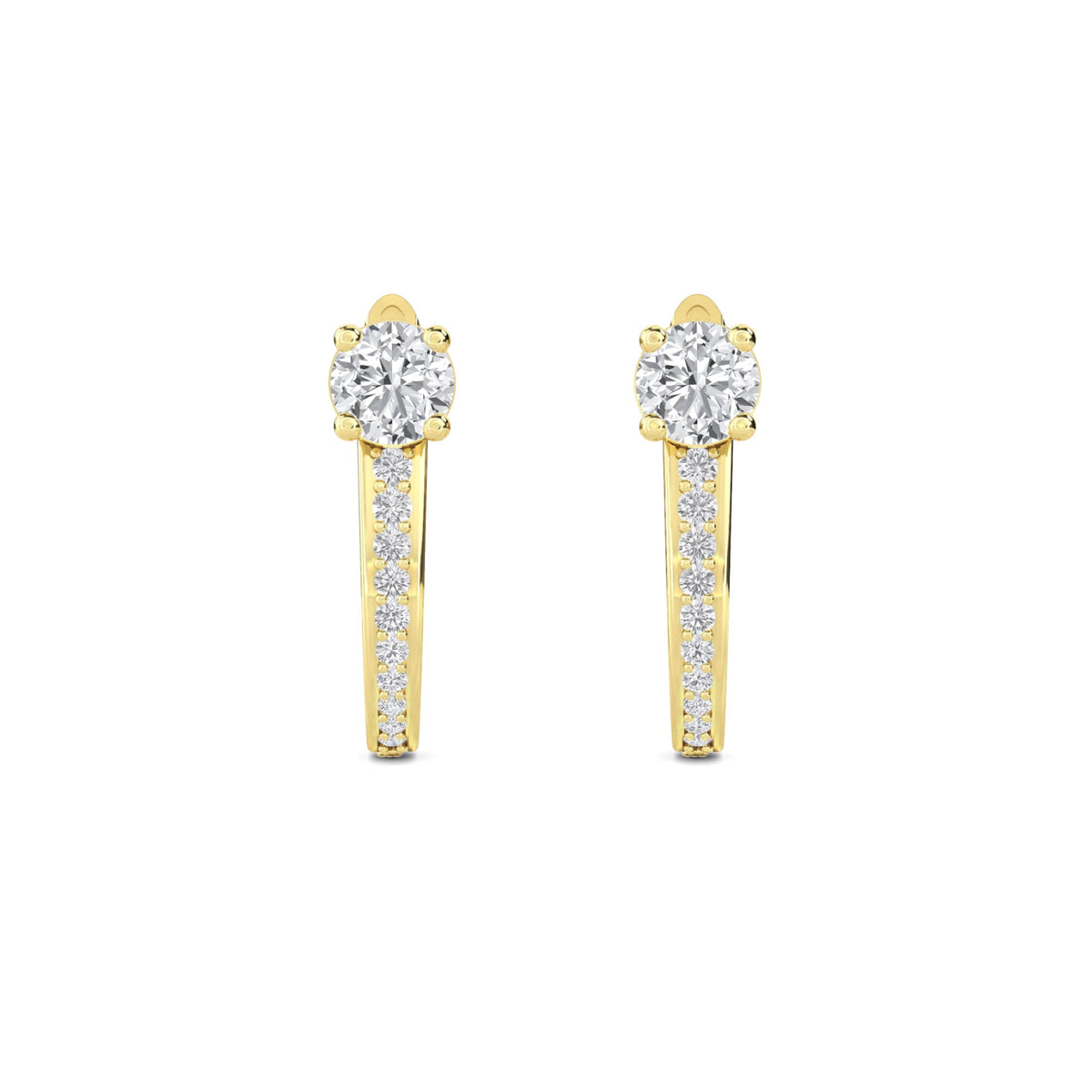 Round Solitaire Pave Bar Drop Earrings - image 1