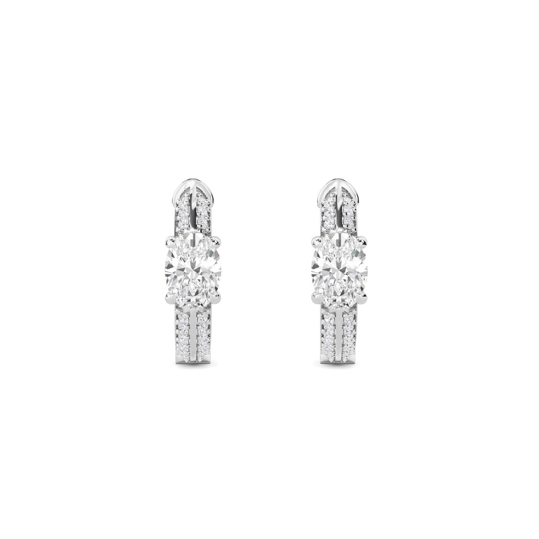 Oval Solitaire Graduated Bar Drop Earrings (Silver) - image 1