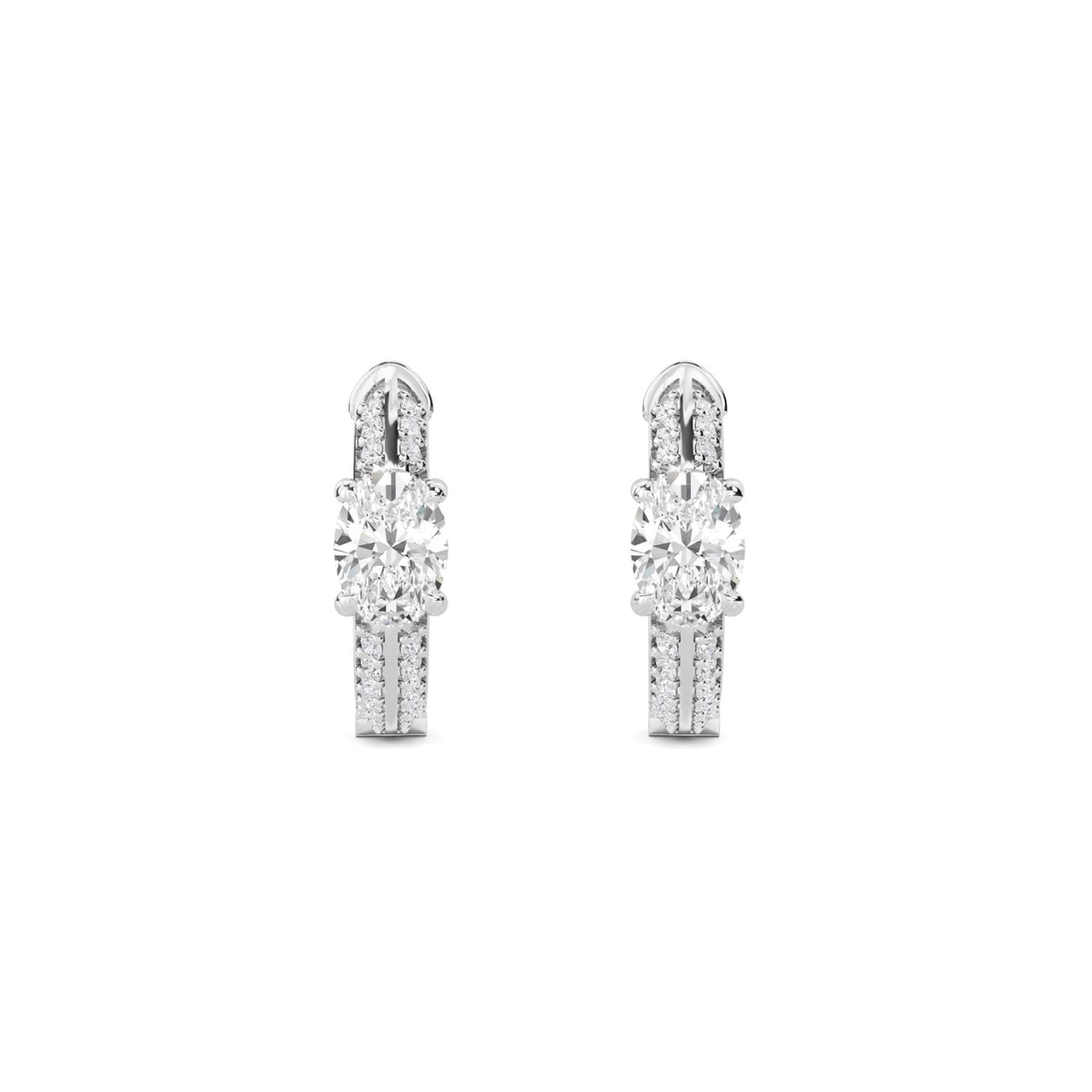 Oval Solitaire Graduated Bar Drop Earrings (Silver) - image 1