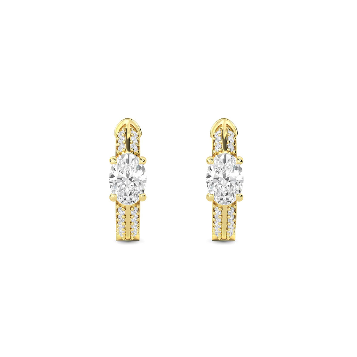 Oval Solitaire Graduated Bar Drop Earrings - image 1