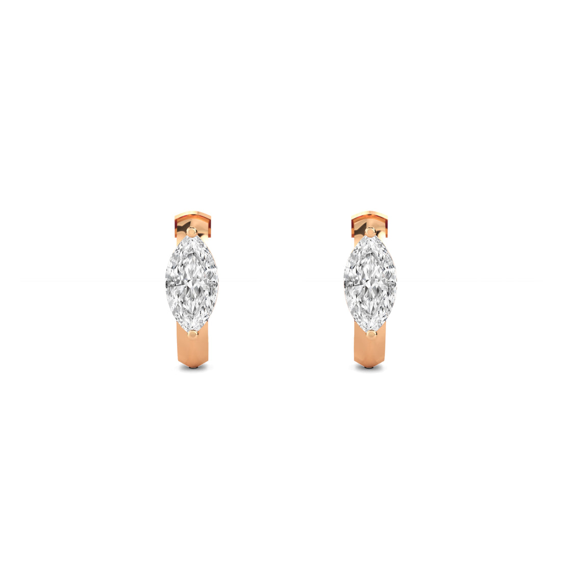 Marquise Huggie Hoop Lab Grown Diamond Earrings