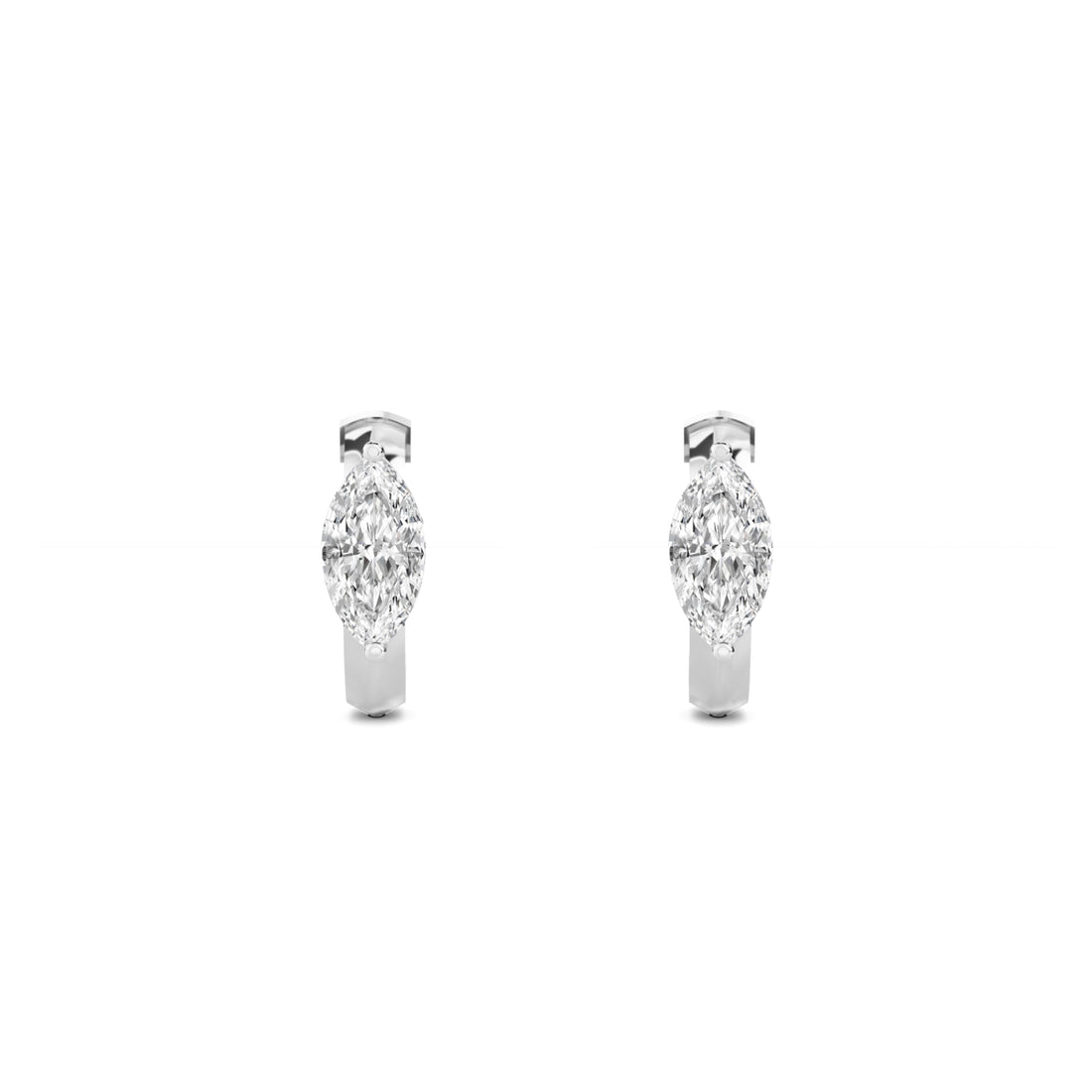 Marquise Huggie Hoop Lab Grown Diamond Earrings (Silver) - image 1