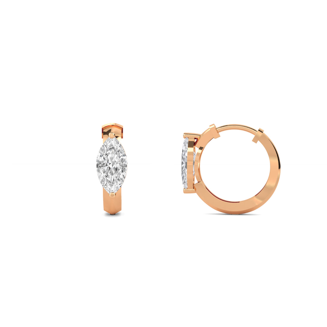 Marquise Huggie Hoop Lab Grown Diamond Earrings