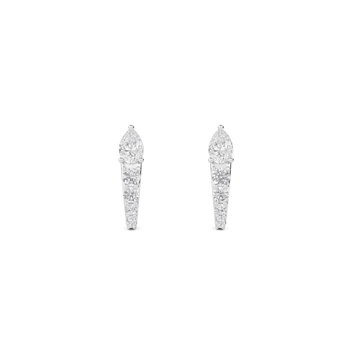 Pear Diamond Graduated Bar Drop Earrings (Silver) - image 1