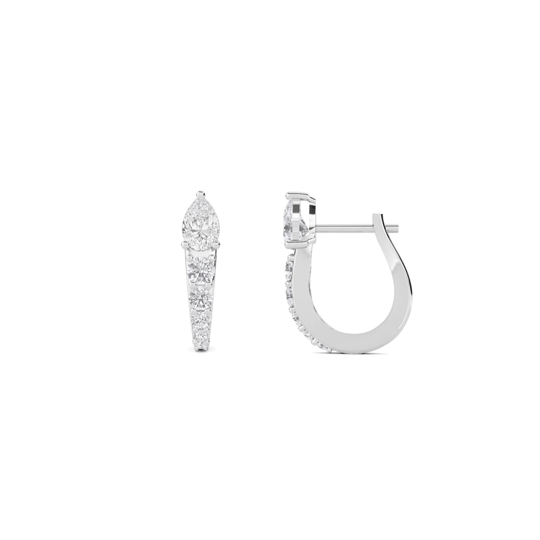 Pear Diamond Graduated Bar Drop Earrings (Silver)