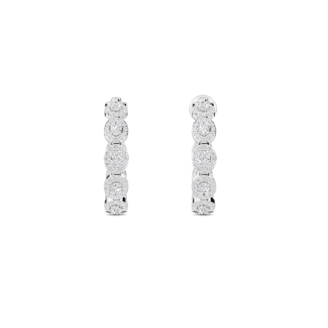 Round Cluster Halo Graduated Drop Earrings (Silver) - image 1