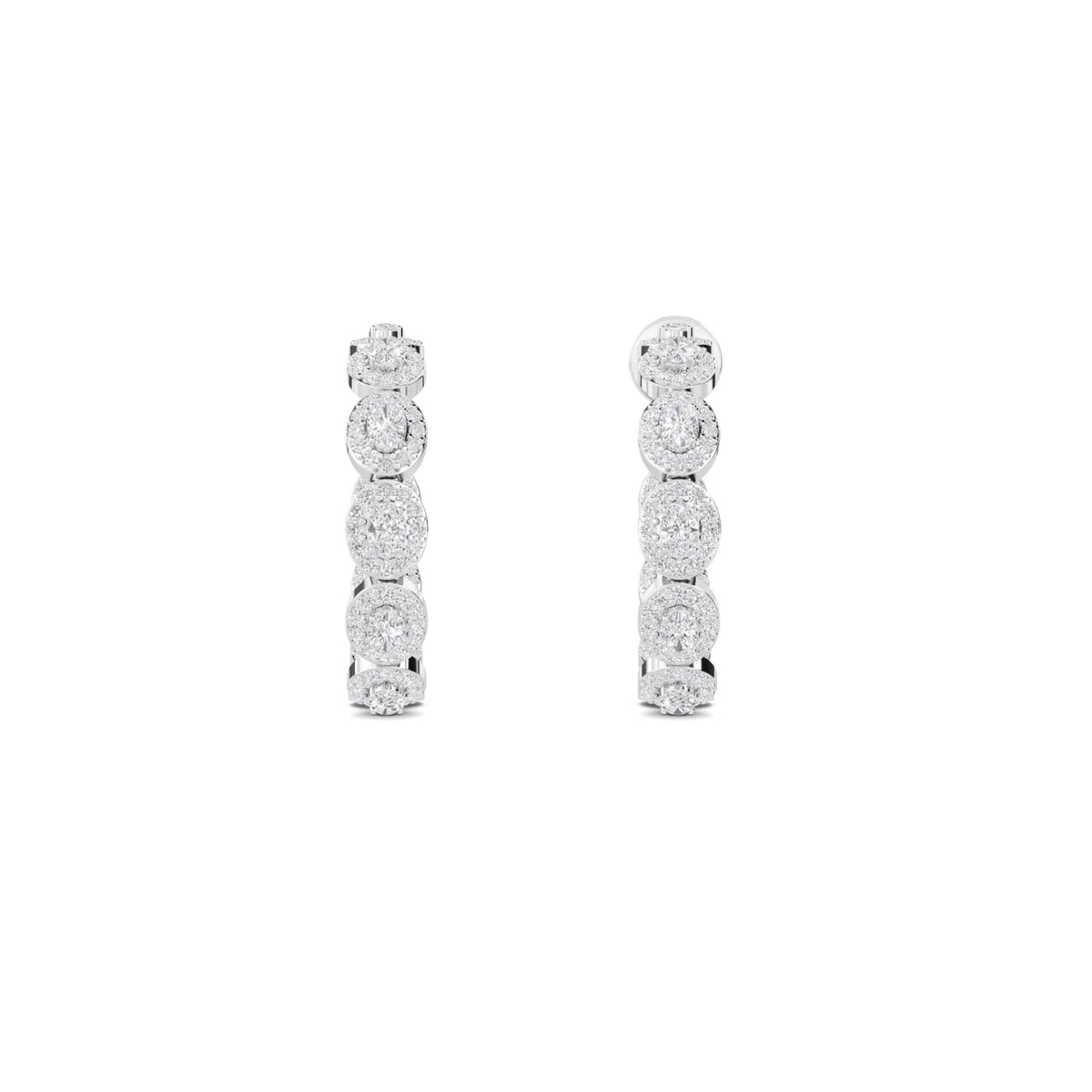 Round Cluster Halo Graduated Drop Earrings (Silver) - image 1