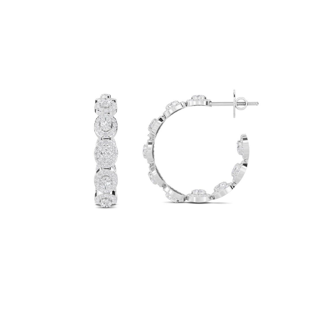 Round Cluster Halo Graduated Drop Earrings (Silver)
