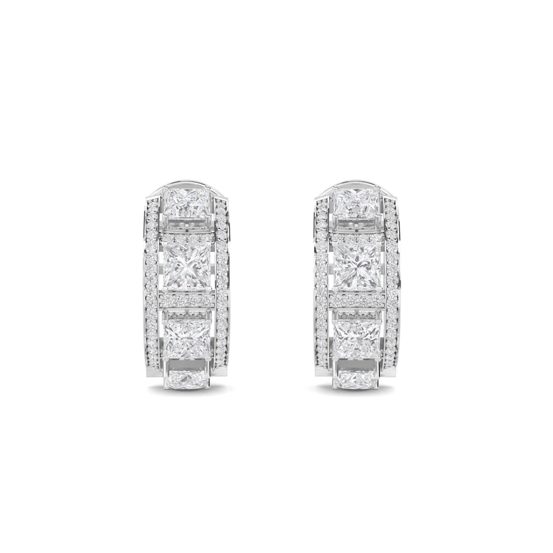 Princess Cut Graduated Bar Drop Earrings (Silver) - image 1