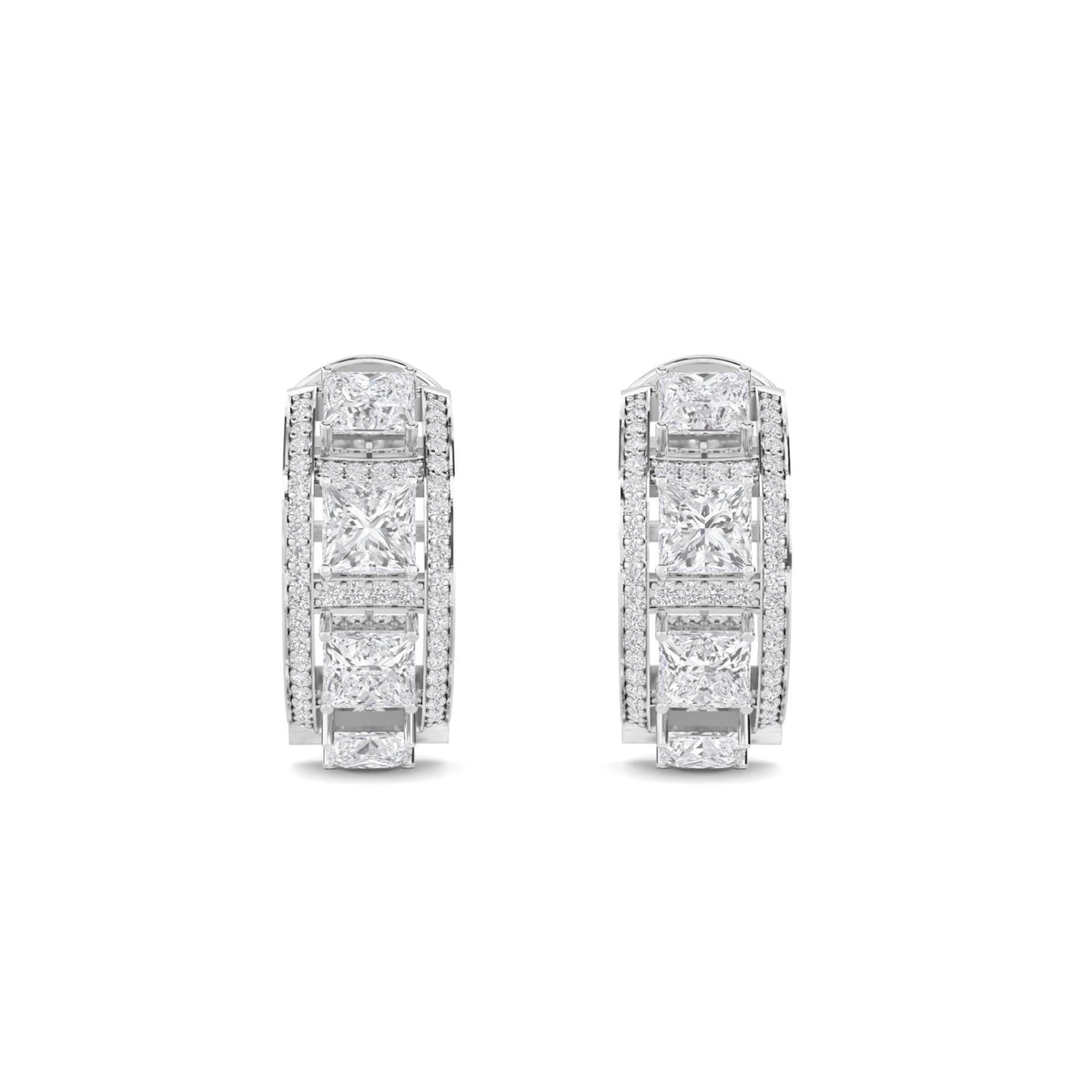 Princess Cut Graduated Bar Drop Earrings (Silver) - image 1