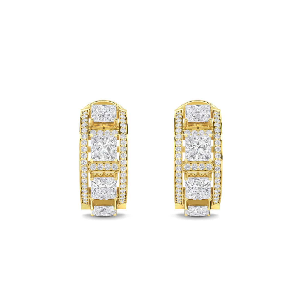 Princess Cut Graduated Bar Drop Earrings - image 1