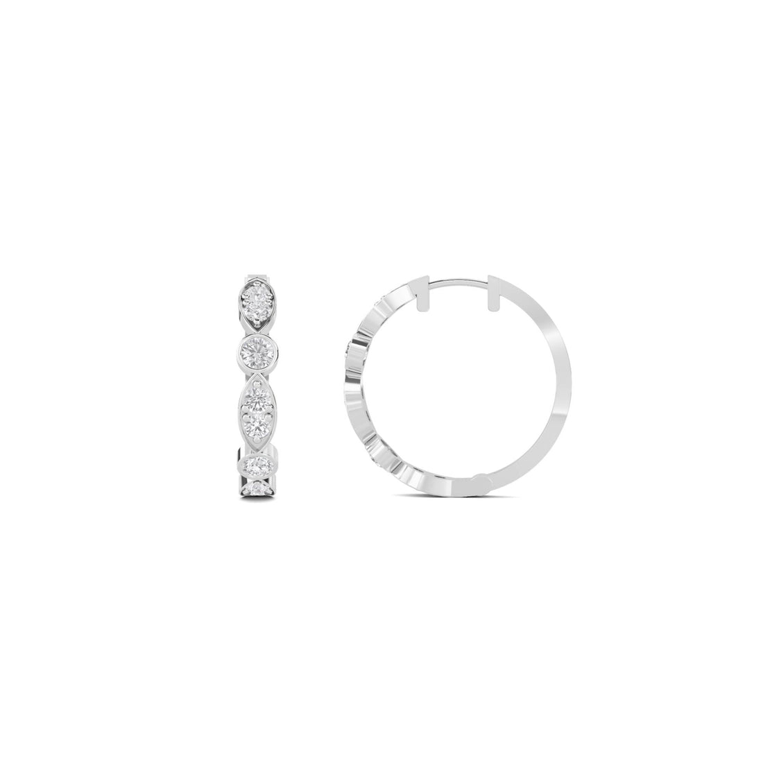 Marquise Round Graduated Drop Earrings (Silver)
