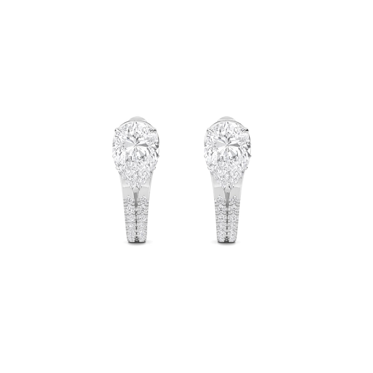 Pear Solitaire Pave Bar Drop Earrings (Silver) - image 1