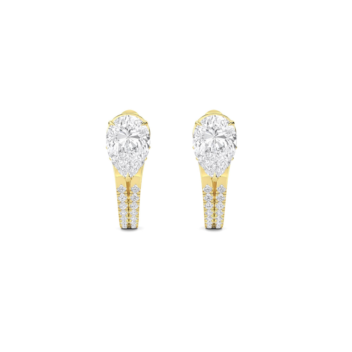 Pear Solitaire Pave Bar Drop Earrings - image 1