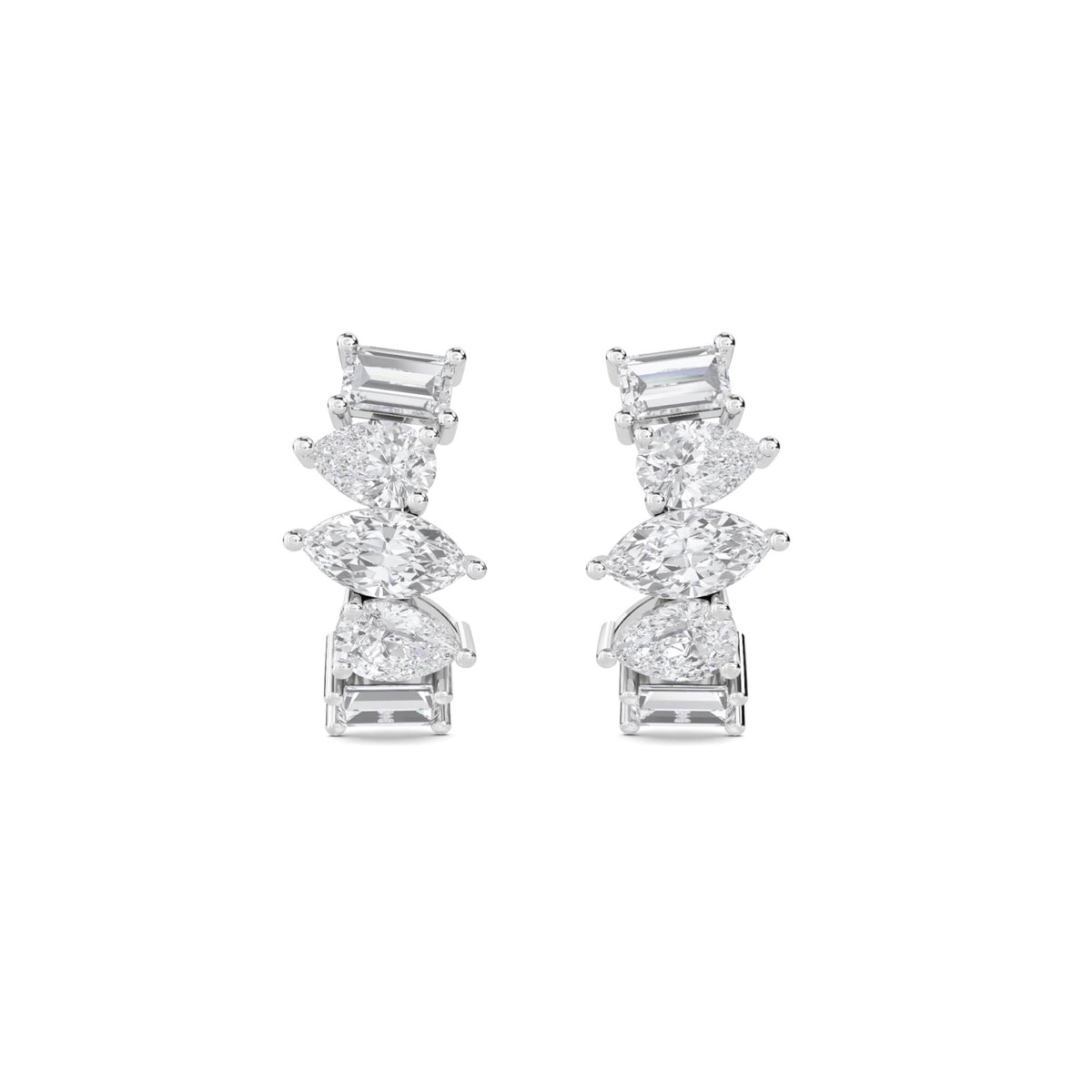 Mixed Cut Graduated Drop Earrings (Silver) - image 1