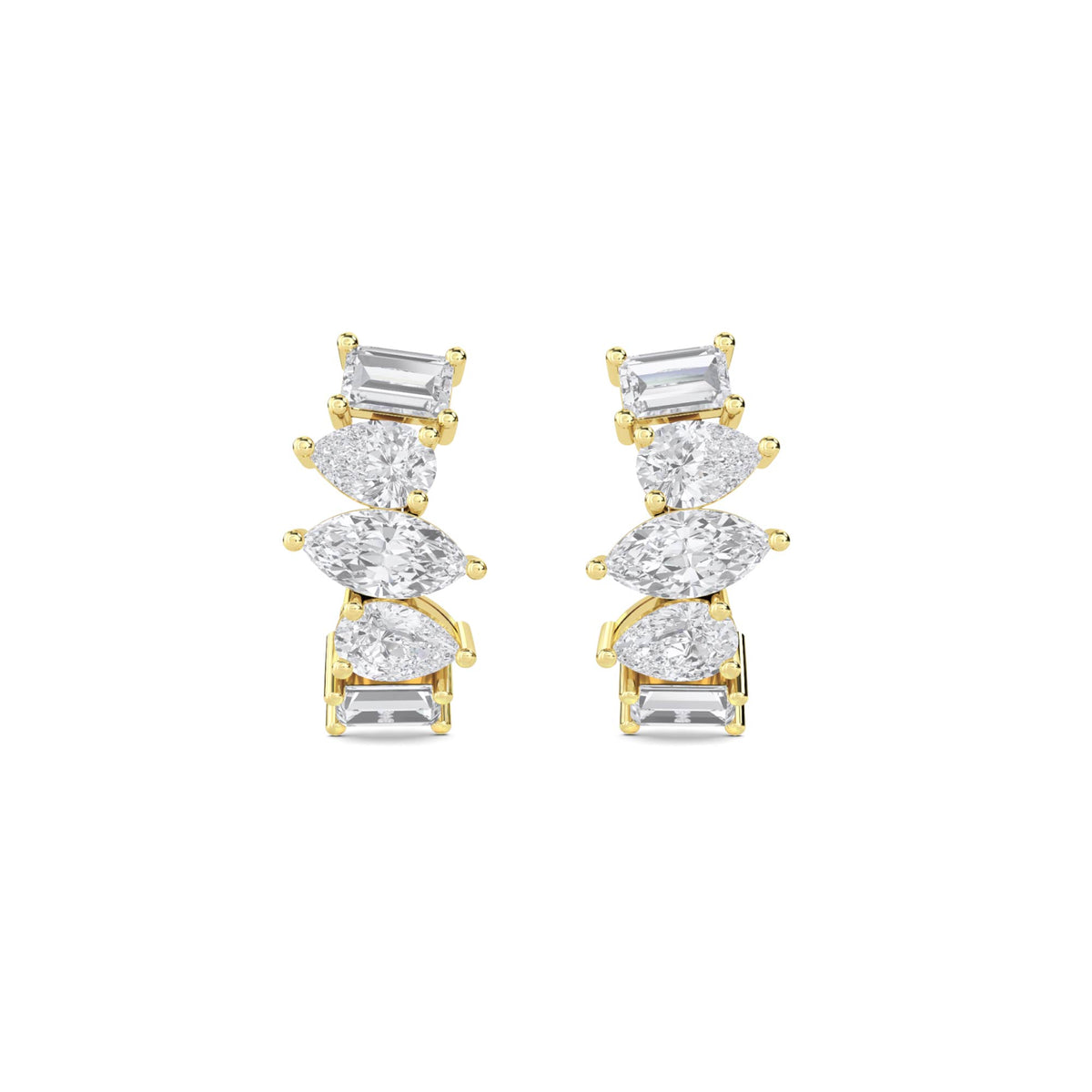Mixed Cut Graduated Drop Earrings - image 1