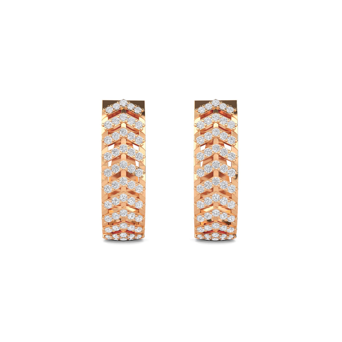 Chevron Pave Huggie Hoop Earrings in rose gold tone