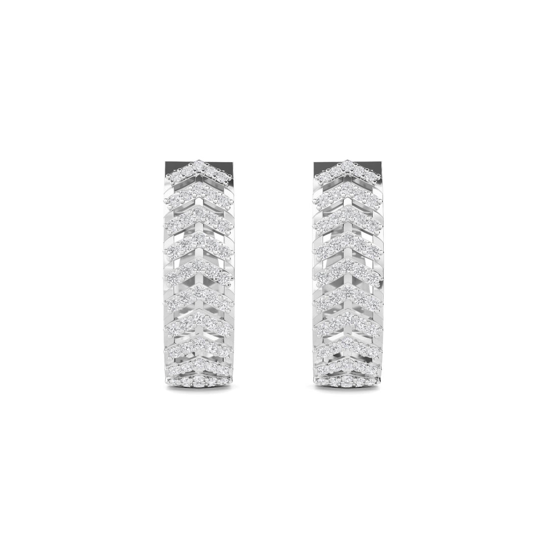 Chevron Pave Huggie Hoop Earrings (Silver) - image 1