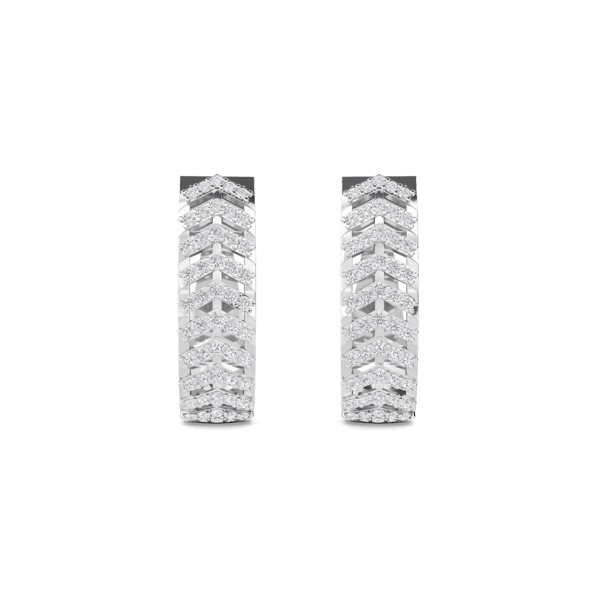 Chevron Pave Huggie Hoop Earrings (Silver) - image 1