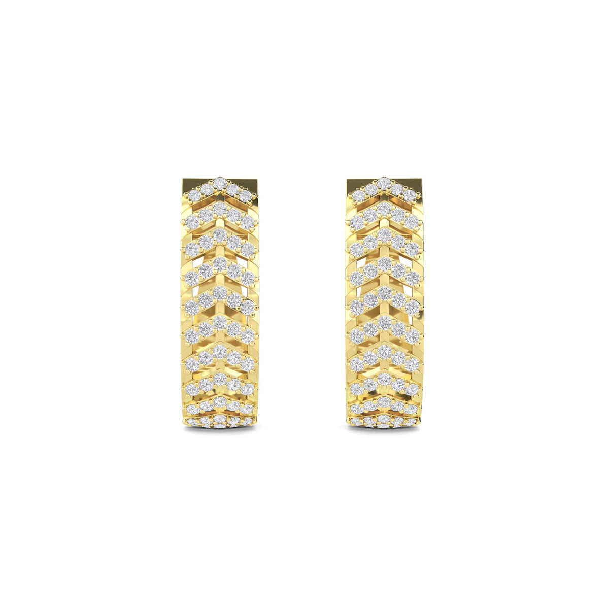 Chevron Pave Huggie Hoop Earrings - image 1