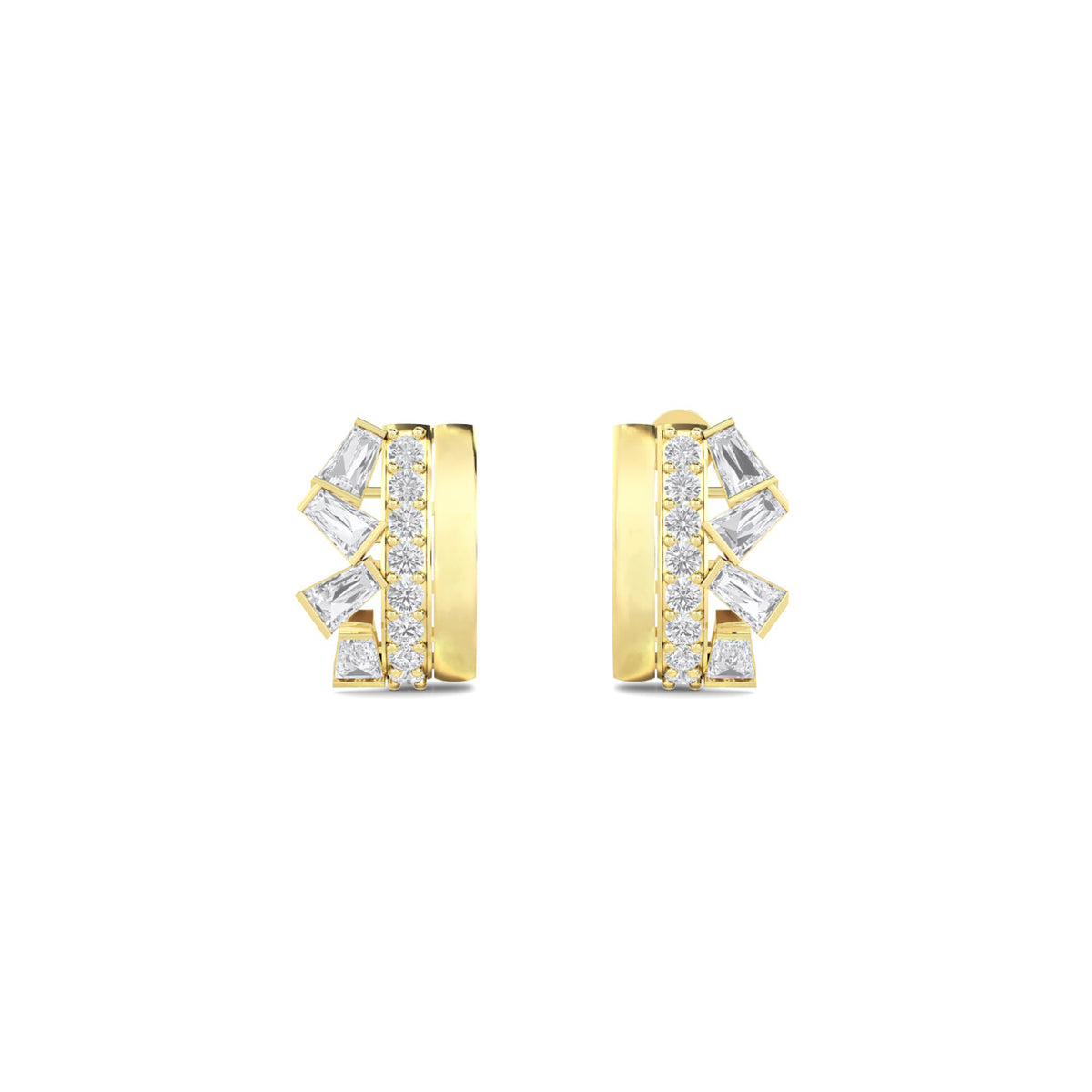 Mixed Cut East West Huggie Hoop Earrings - image 1